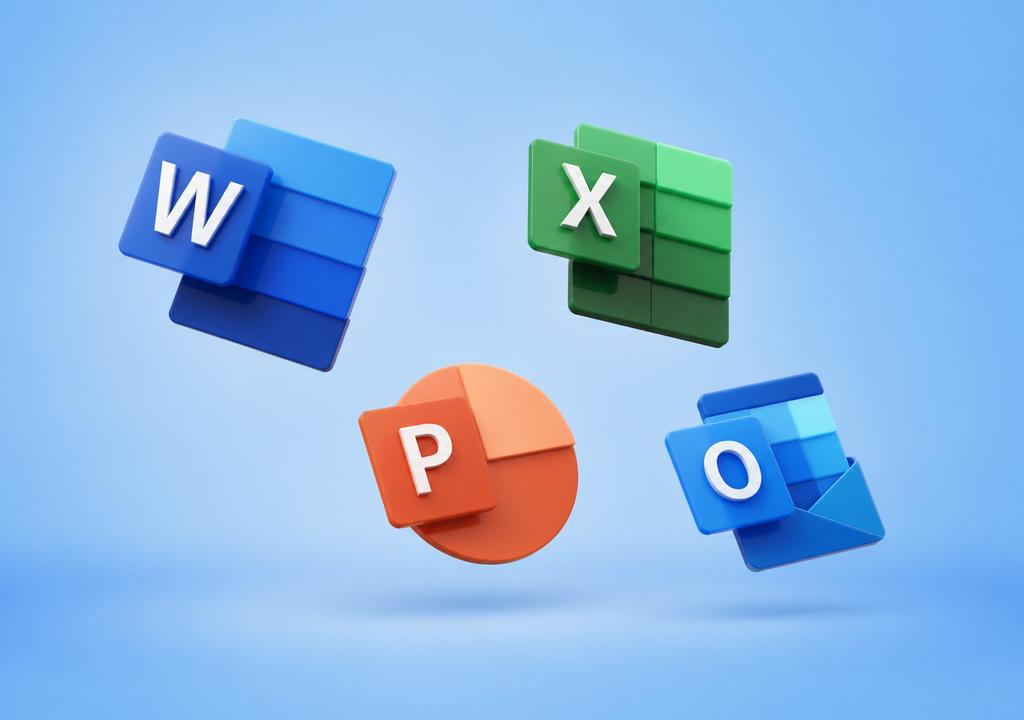 Aplicativos do Microsoft 365: Word, Excel, PowerPoint e Outlook